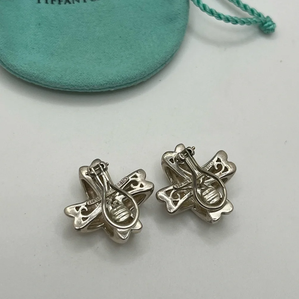 Vintage Tiffany & Co. 1990 Sterling Silver Signature X Earrings - Picture 3 of 7